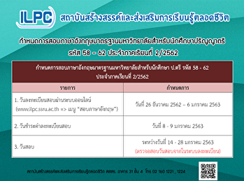 กำหนการสอบภาษาอังกฤษมาตรฐานมหาวิทยลัยสำหรับนักศึกษาปริญญาตรี